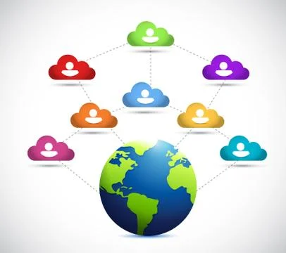 Cloud avatar diagram network globe illustration Stock Illustration