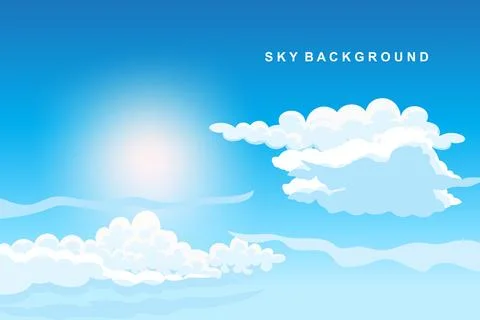 Cloud Background Design, Sky Landscape Illustration, Decoration Vector, Ban.. イラスト素材