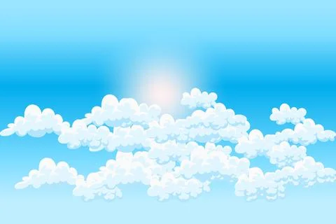 Cloud Background Design, Sky Landscape Illustration, Decoration Vector, Ban.. イラスト素材