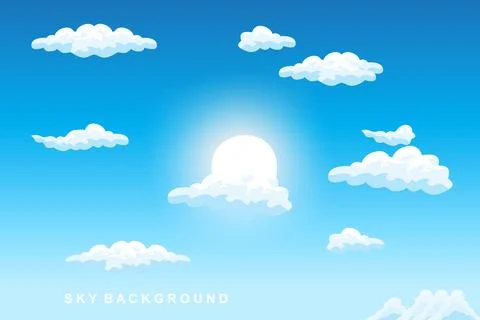 Cloud Background Design, Sky Landscape Illustration, Decoration Vector, Ban.. イラスト素材