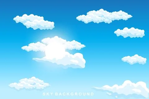 Cloud Background Design, Sky Landscape Illustration, Decoration Vector, Ban.. イラスト素材