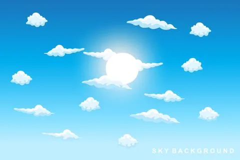 Cloud Background Design, Sky Landscape Illustration, Decoration Vector, Ban.. イラスト素材