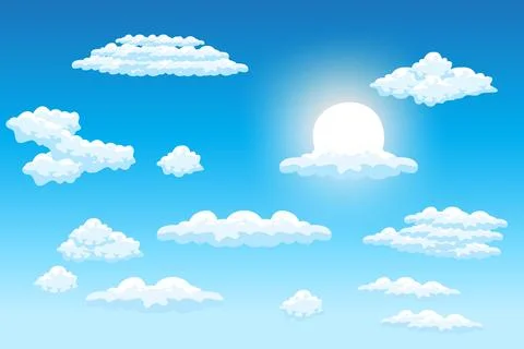 Cloud Background Design, Sky Landscape Illustration, Decoration Vector, Ban.. イラスト素材