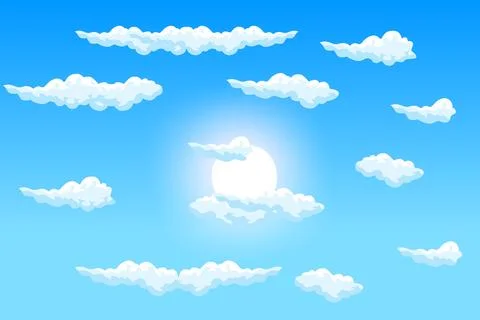 Cloud Background Design, Sky Landscape Illustration, Decoration Vector, Ban.. イラスト素材