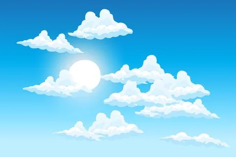 Cloud Background Design, Sky Landscape Illustration, Decoration Vector, Ban.. イラスト素材