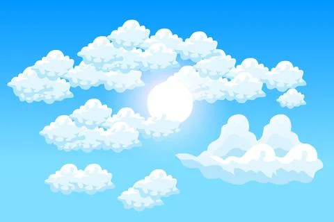 Cloud Background Design, Sky Landscape Illustration, Decoration Vector, Ban.. イラスト素材