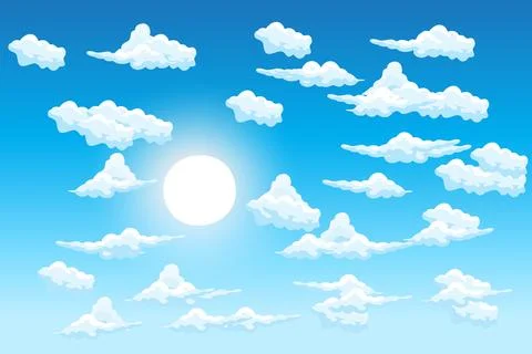 Cloud Background Design, Sky Landscape Illustration, Decoration Vector, Ban.. イラスト素材