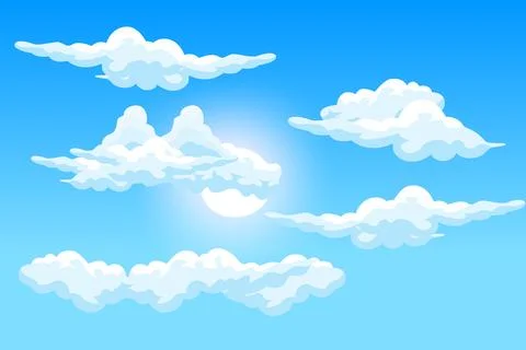 Cloud Background Design, Sky Landscape Illustration, Decoration Vector, Ban.. イラスト素材