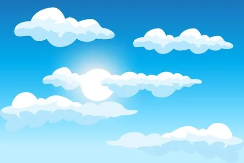 Cloud Background Design, Sky Landscape Illustration, Decoration Vector, Ban.. イラスト素材