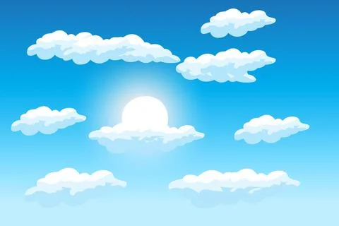 Cloud Background Design, Sky Landscape Illustration, Decoration Vector, Ban.. イラスト素材