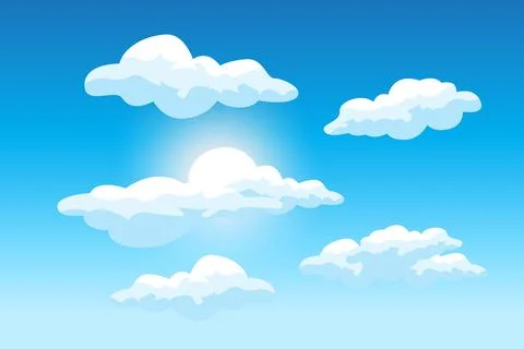 Cloud Background Design, Sky Landscape Illustration, Decoration Vector, Ban.. イラスト素材