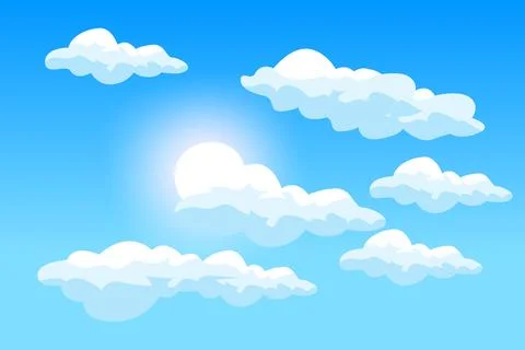 Cloud Background Design, Sky Landscape Illustration, Decoration Vector, Ban.. イラスト素材