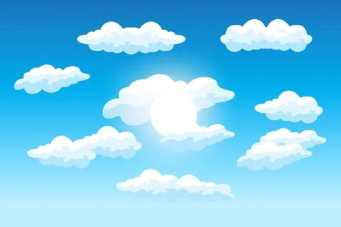 Cloud Background Design, Sky Landscape Illustration, Decoration Vector, Ban.. イラスト素材