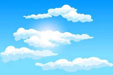 Cloud Background Design, Sky Landscape Illustration, Decoration Vector, Ban.. イラスト素材