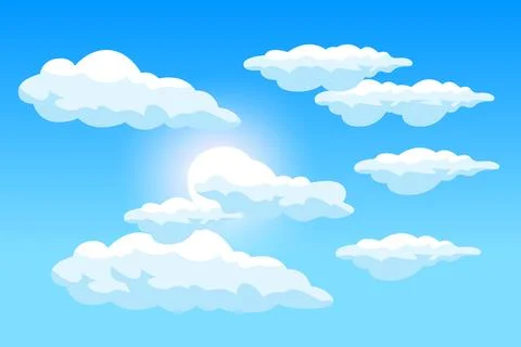 Cloud Background Design, Sky Landscape Illustration, Decoration Vector, Ban.. Ilustración de archivo
