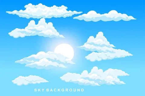 Cloud Background Design, Sky Landscape Illustration, Decoration Vector, Ban.. 스톡 일러스트