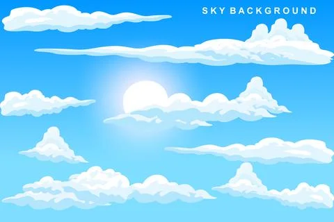 Cloud Background Design, Sky Landscape Illustration, Decoration Vector, Ban.. イラスト素材