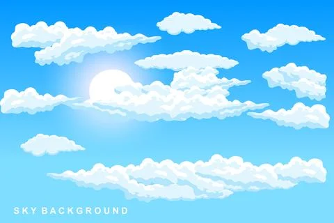 Cloud Background Design, Sky Landscape Illustration, Decoration Vector, Ban.. Ilustración de archivo