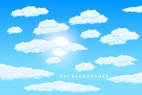 Cloud Background Design, Sky Landscape Illustration, Decoration Vector, Ban.. イラスト素材