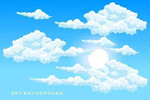 Cloud Background Design, Sky Landscape Illustration, Decoration Vector, Ban.. イラスト素材