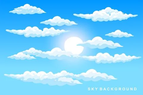Cloud Background Design, Sky Landscape Illustration, Decoration Vector, Ban.. イラスト素材