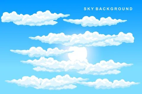 Cloud Background Design, Sky Landscape Illustration, Decoration Vector, Ban.. イラスト素材