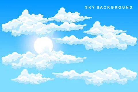 Cloud Background Design, Sky Landscape Illustration, Decoration Vector, Ban.. イラスト素材