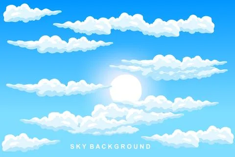 Cloud Background Design, Sky Landscape Illustration, Decoration Vector, Ban.. イラスト素材