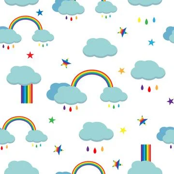 Cloud background, rainbow seamless colorful pattern vector Stock Illustration