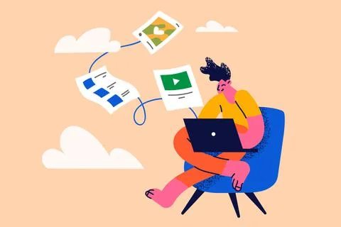 Cloud backup and database synchronization concept Stock Illustration