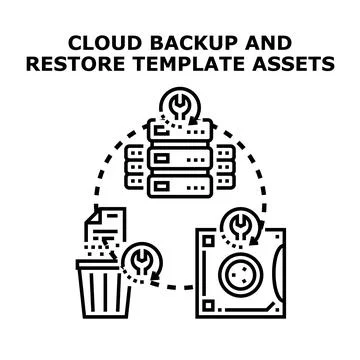 Cloud backup and restore data management concept 스톡 일러스트