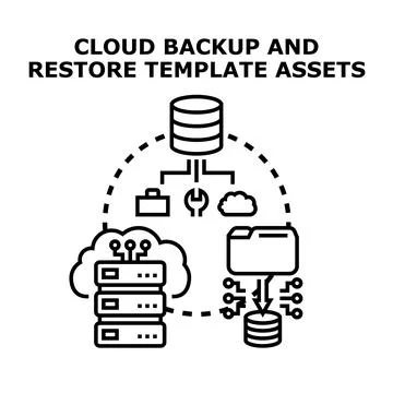 Cloud backup and restore data management illustration Illustrazione stock