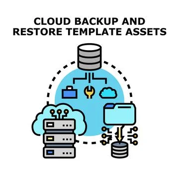 Cloud backup and restore data management illustration Stock Illustration