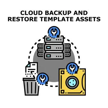 Cloud backup and restore data management concept 库存插图