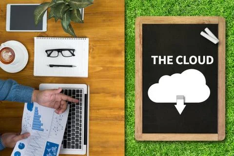 THE CLOUD  Backup Download   Computing Digital Data transferring , STR Stock Photos