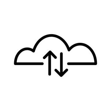 Cloud backup icon line isolated on white background. Black flat thin icon o.. Stock Illustration