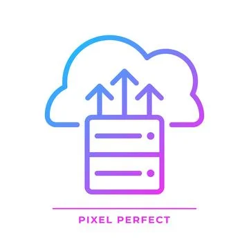 Cloud backup pixel perfect gradient linear vector icon Illustrazione stock