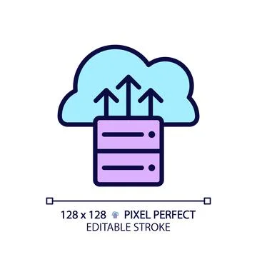 Cloud backup pixel perfect RGB color icon Illustrazione stock