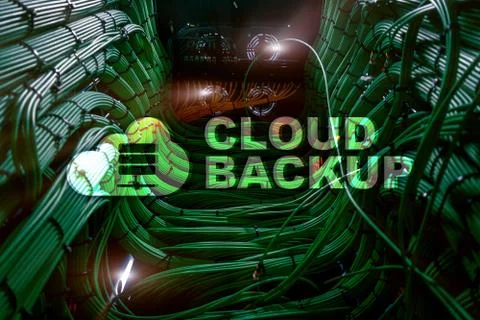 Cloud backup. Server data loss prevention. Cyber security. 스톡 일러스트