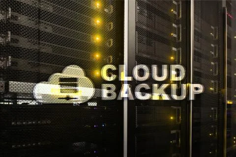 Cloud backup. Server data loss prevention. Cyber security. Stock Illustration