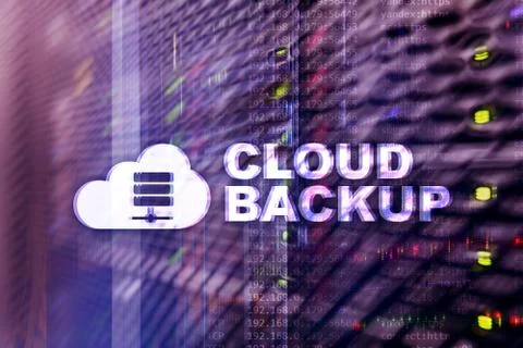 Cloud backup. Server data loss prevention. Cyber security. Illustrazione stock