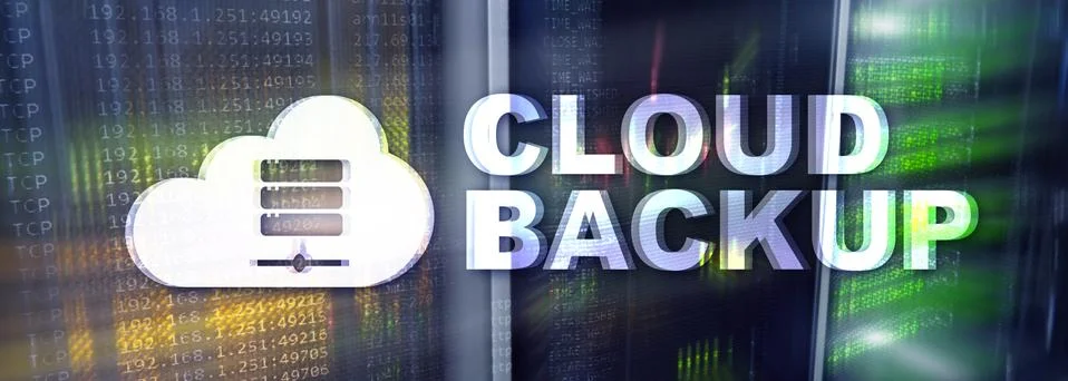 Cloud backup. Server data loss prevention. Cyber security. Stock Illustration