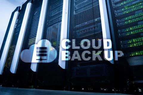 Cloud backup. Server data loss prevention. Cyber security. Foto stock