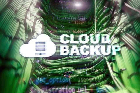 Cloud backup. Server data loss prevention. Cyber security. Stock Photos