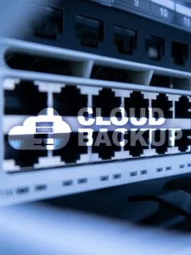 Cloud backup. Server data loss prevention. Cyber security. Stock Photos