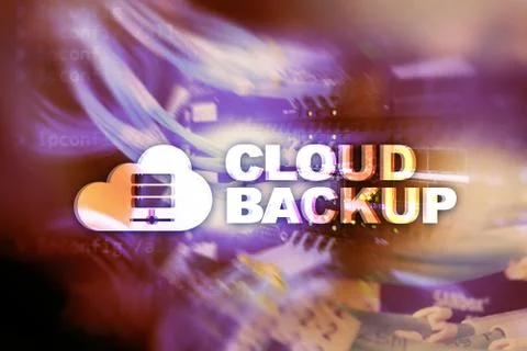 Cloud backup. Server data loss prevention. Cyber security. Stock Photos