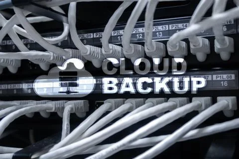 Cloud backup. Server data loss prevention. Cyber security. Stock Photos