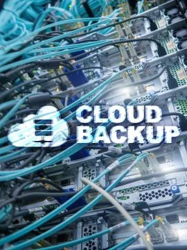 Cloud backup. Server data loss prevention. Cyber security. Stock Photos