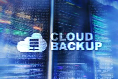 Cloud backup. Server data loss prevention. Cyber security. Stock Photos