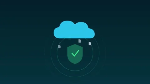 Cloud backup shield secure verified aqua cloud loop Stock Footage 342612184